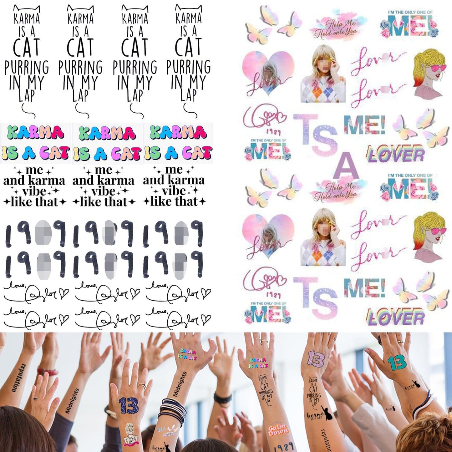 TS Limited Edition Temporary Tattoos Eras Accessories - Embrace the Era with Snake Tattoos Inspired by Folklore Outfits - Butterfly Tattoo Temporary Gift for Fans(karma tattoos)