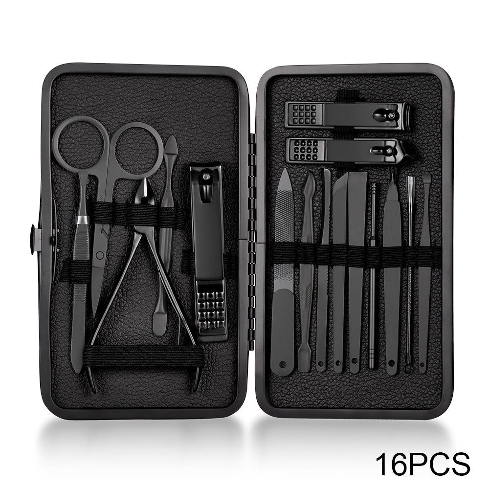 Classic Black Manicure Set Hand Feet Facial Stainless Steel Accessories, 5 Choices