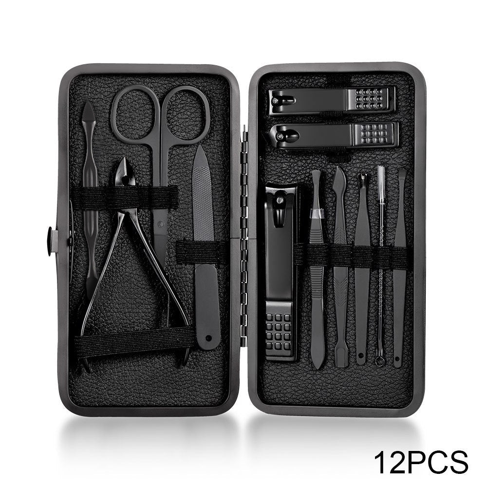 Classic Black Manicure Set Hand Feet Facial Stainless Steel Accessories, 5 Choices