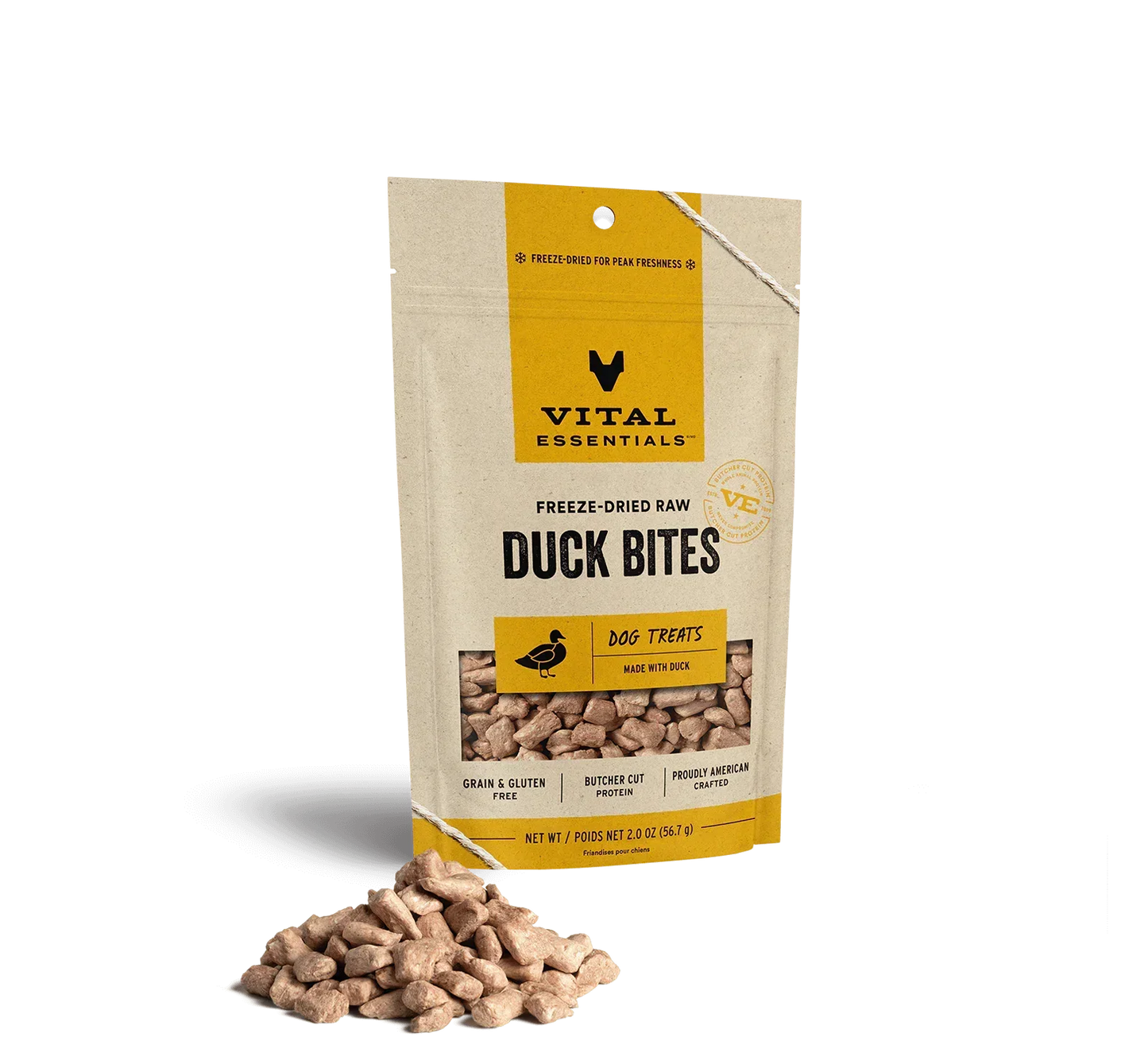 Vital Essentials Dog Freeze-Dried Treat Bites Duck 2oz,