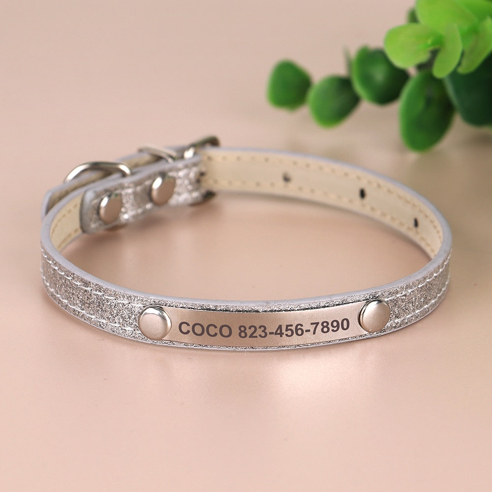 Anti-lost Cat ID Collar Personalized Puppy Cat Collars Necklace Free Engraved ID Name Tag For Kitten Cats Small Dogs Bling GROOMY