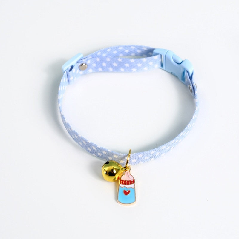 2022New Adjustable Kitten Collar with Bell Cut Pet Cat Collars Breakaway Cats Necklace Puppy Collar Cat Supplies Cat Accessories GROOMY