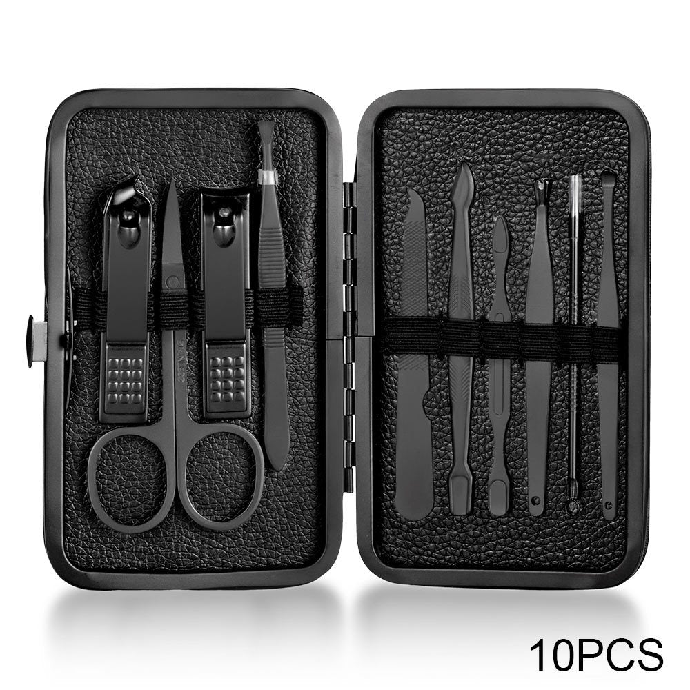 Classic Black Manicure Set Hand Feet Facial Stainless Steel Accessories, 5 Choices