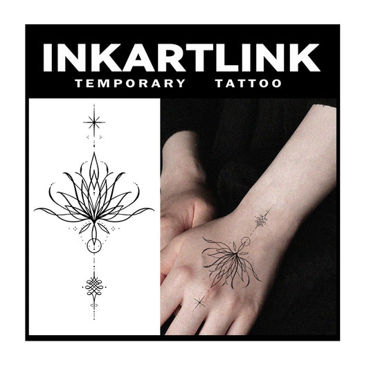 Tattoo Tech, 2 Sheets Large Semi Permanent Tattoo, Adult Art Design Temporary Tattoos, Lasts 1-2 Weeks, Waterproof, Realistic Look, No Adhesive, No Reflection (Water Lily Design)
