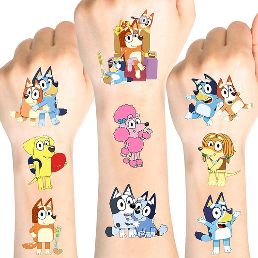 10 Sheets Blue Temporary Tattoos Stickers,Blue Birthday Themed Party Supplies Decoration Favors, Cartoon Sticker Tattoos Gift for Kids Boys Girls Home Activity Class Prizes Carnival Christmas Rewards