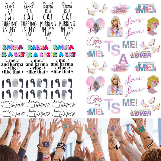 TS Limited Edition Temporary Tattoos Eras Accessories - Embrace the Era with Snake Tattoos Inspired by Folklore Outfits - Butterfly Tattoo Temporary Gift for Fans(karma tattoos)