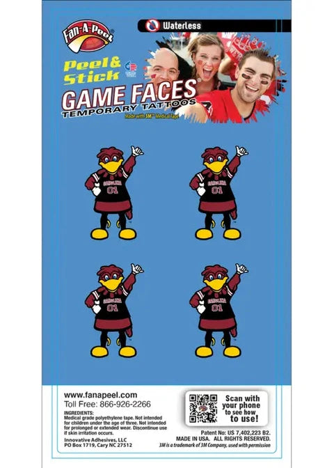 South Carolina Gameday Temporary Face Tattoo