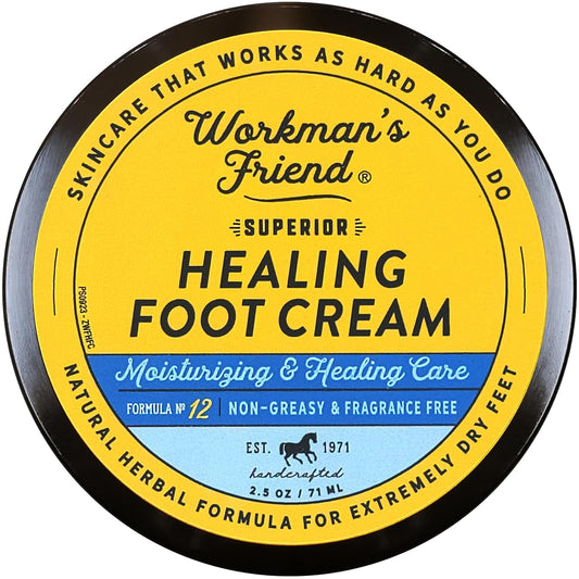 WORKMAN'S FRIEND Superior Healing Foot Cream - Intense Moisturizer - Heals Extremely Dry & Cracked Skin - 2.5 ounce