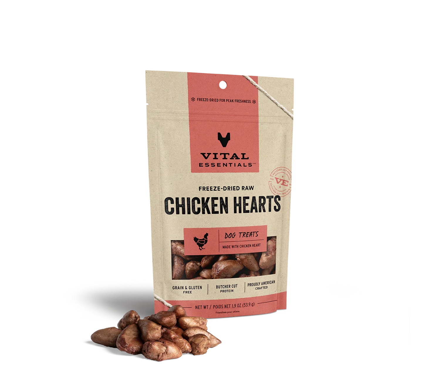 Vital Essentials Dog Freeze-Dried Treat Chicken Hearts 1,9oz,