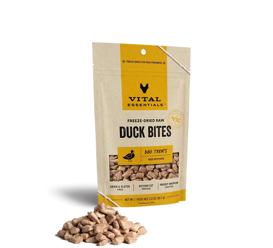Vital Essentials Dog Freeze-Dried Treat Bites Duck 2oz,