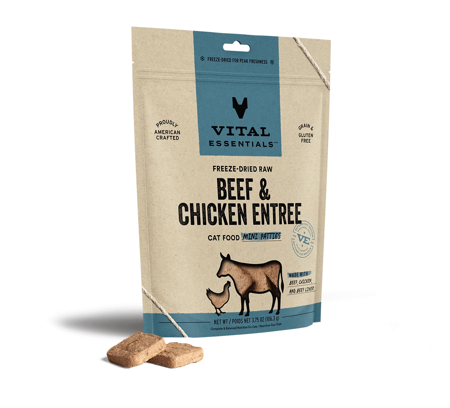 Vital Essentials Cat Freeze Dried Mini Patties Beef Chicken 3,75oz,