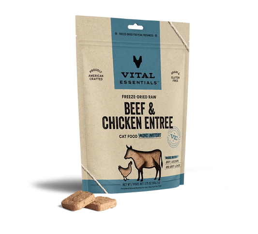 Vital Essentials Cat Freeze Dried Mini Patties Beef Chicken 3,75oz,