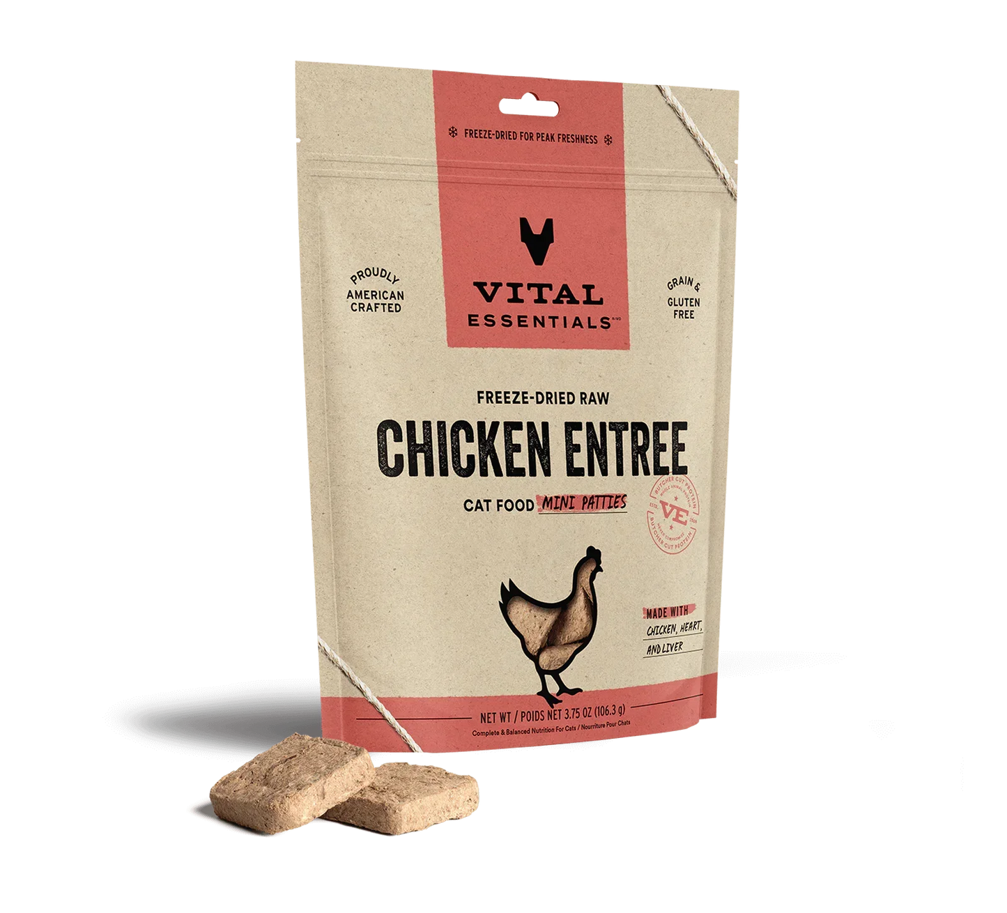 Vital Essentials Cat Freeze Dried Mini Patties Chicken 3,75oz,