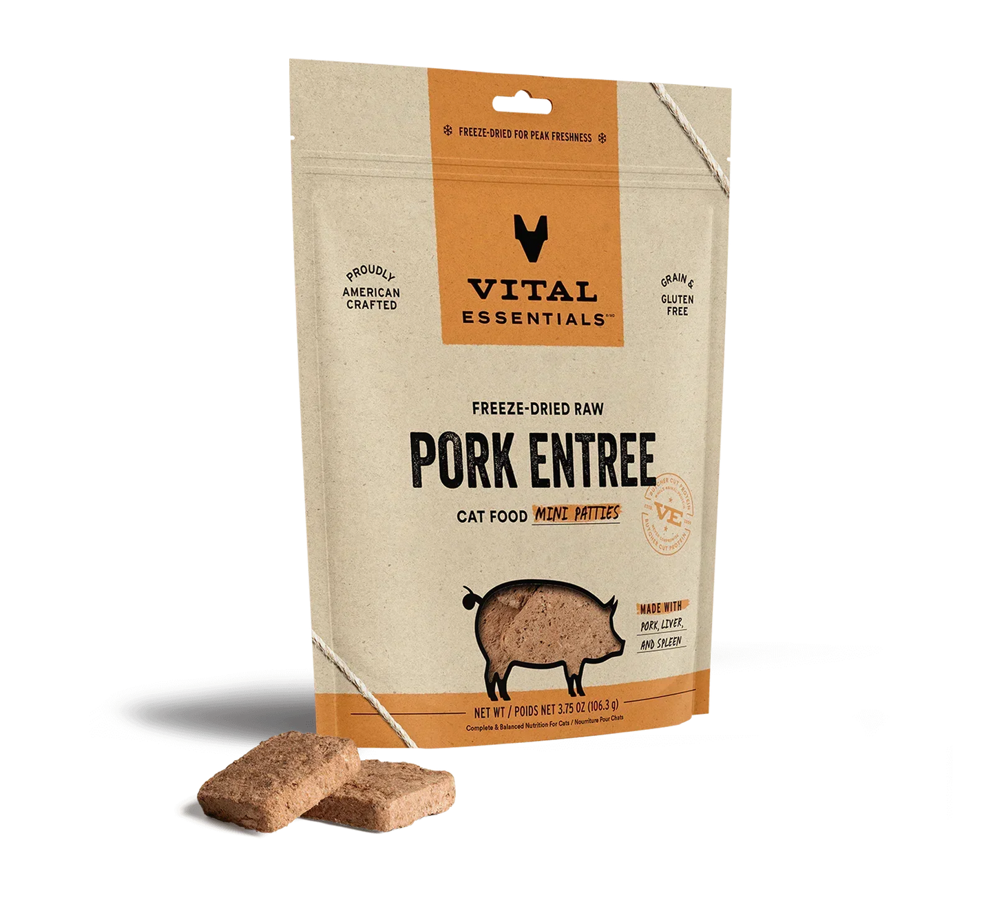 Vital Essentials Cat Freeze Dried Mini Patties Pork 3,75oz,