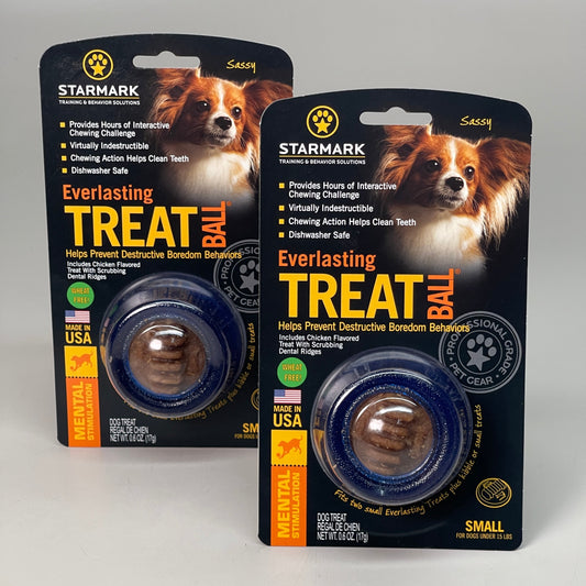STARMARK 2-PACK! Everlasting Dog Treat Ball Small 0.6 oz Blue EXP 03/27 SMTBSDT