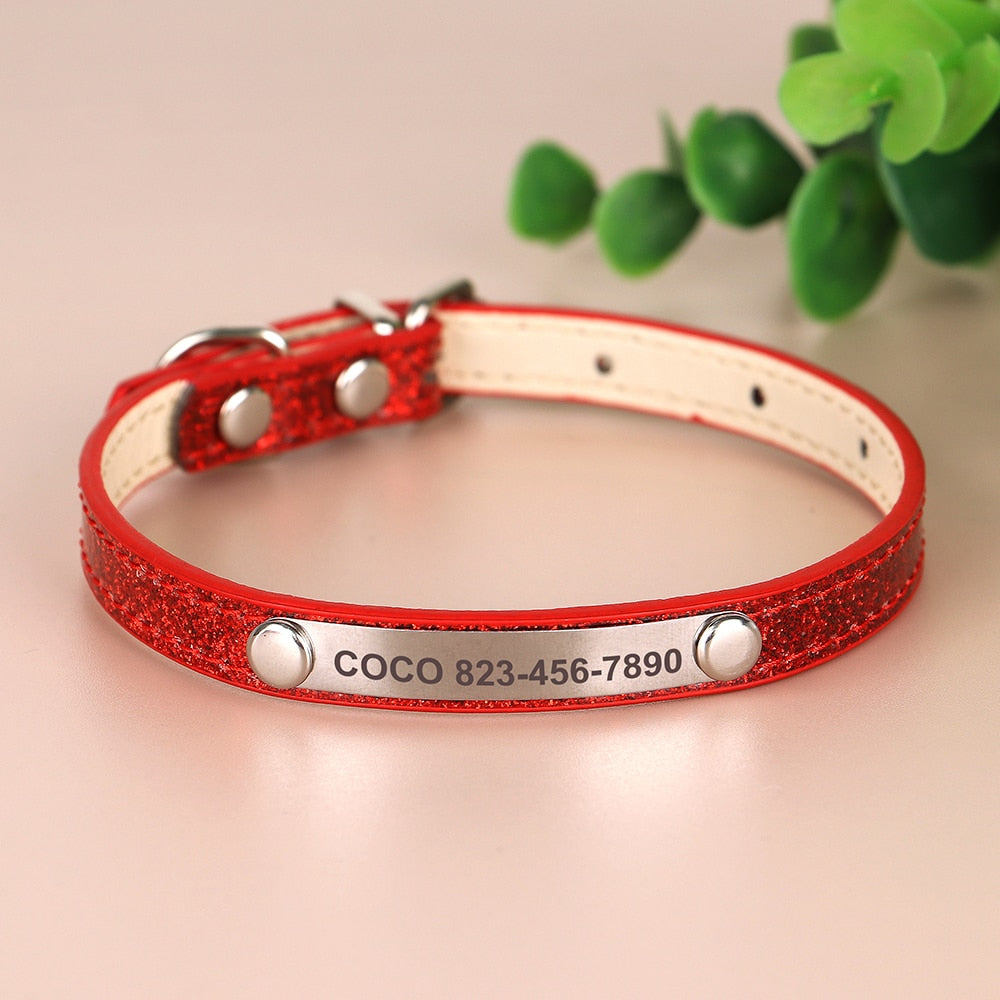 Anti-lost Cat ID Collar Personalized Puppy Cat Collars Necklace Free Engraved ID Name Tag For Kitten Cats Small Dogs Bling GROOMY