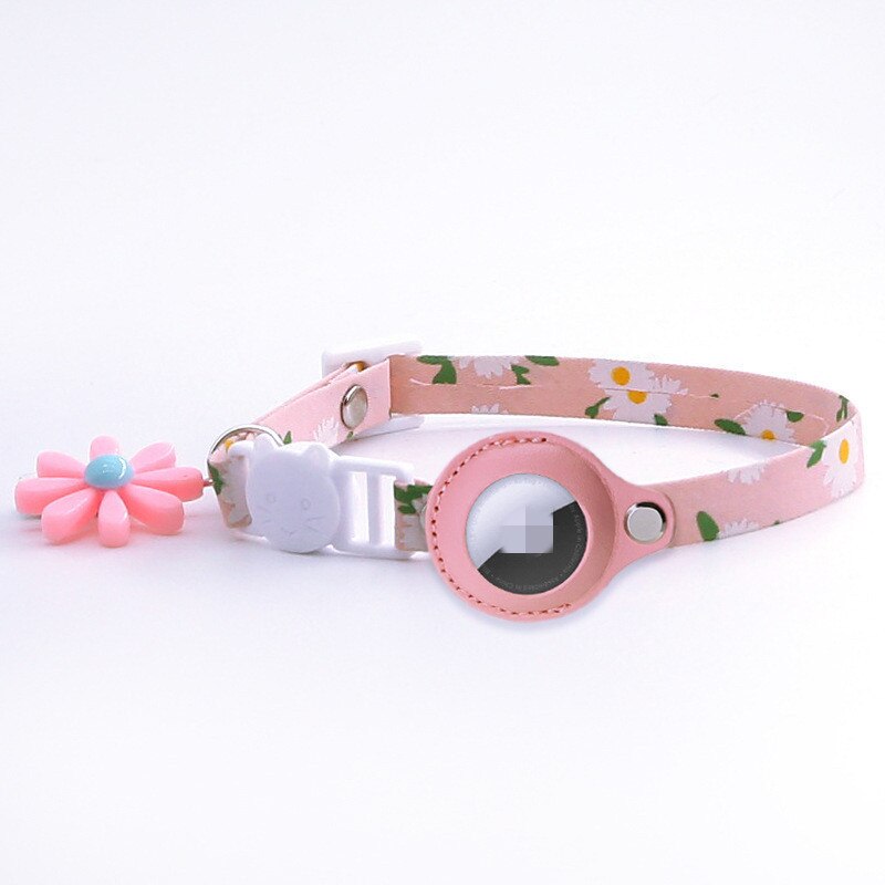 For Airtag Protective Cover Luxury Nylon Flowers Pet Cat Collar Loop For Apple Finder Anti-lost Location Tracker Device Cover GROOMY
