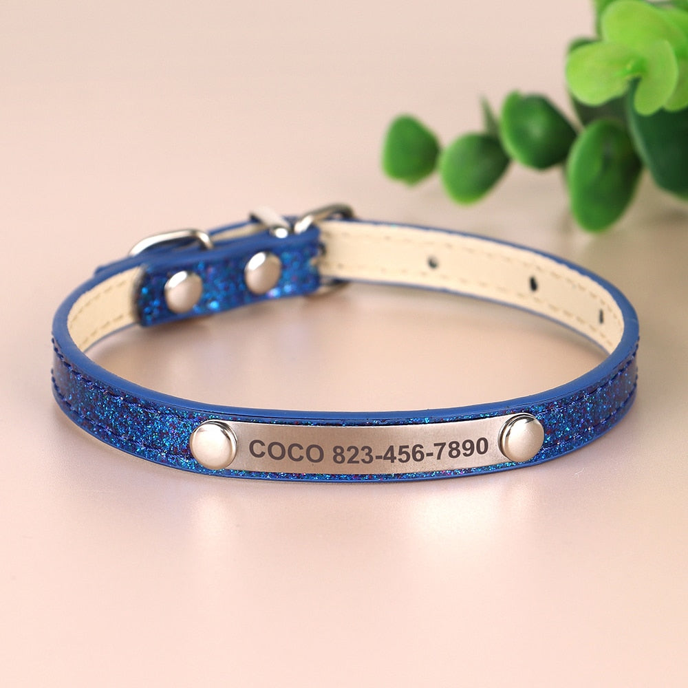 Anti-lost Cat ID Collar Personalized Puppy Cat Collars Necklace Free Engraved ID Name Tag For Kitten Cats Small Dogs Bling GROOMY