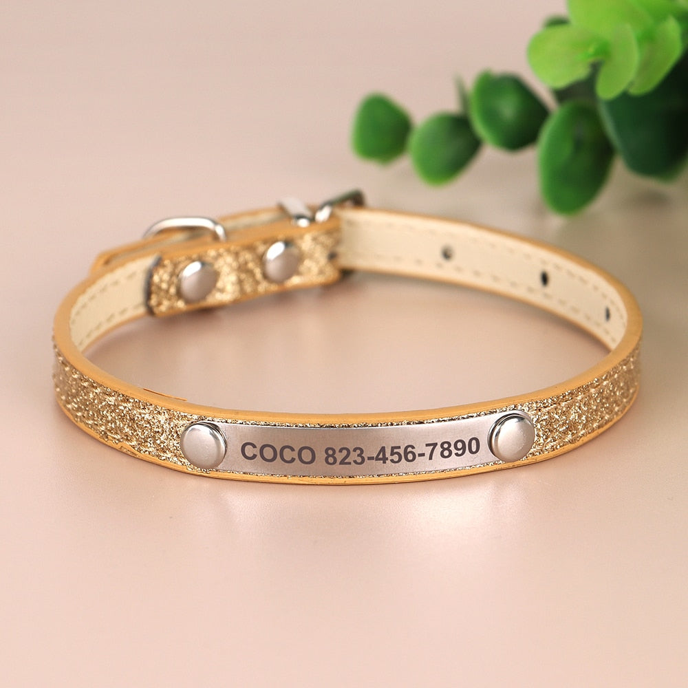 Anti-lost Cat ID Collar Personalized Puppy Cat Collars Necklace Free Engraved ID Name Tag For Kitten Cats Small Dogs Bling GROOMY
