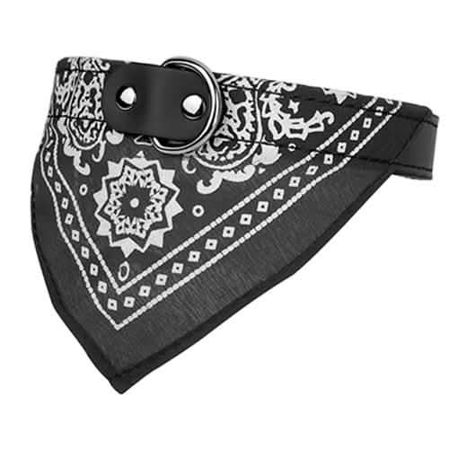 Adjustable Bandana Leather Pet Collar Pet Supplies Black S - DailySale