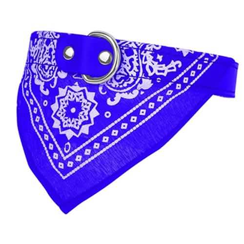 Adjustable Bandana Leather Pet Collar Pet Supplies Blue S - DailySale