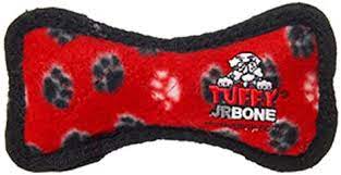 Tuffy - Bone Dog Toy Red Paws