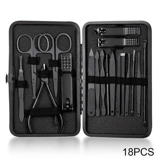 Classic Black Manicure Set Hand Feet Facial Stainless Steel Accessories, 5 Choices