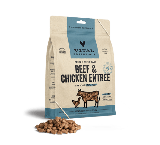 Vital Essentials Beef & Chicken Entree Mini Nibs Freeze-Dried Raw Cat Food