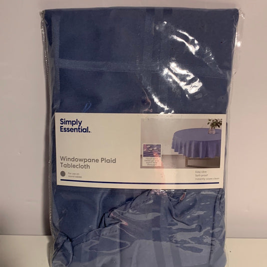 Simply Essential Solid Windowpane 70-Inch Round Tablecloth in Blue