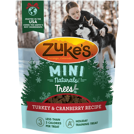 Zuke's Mini Naturals Holiday Trees Turkey & Cranberry Recipe Dog Treats