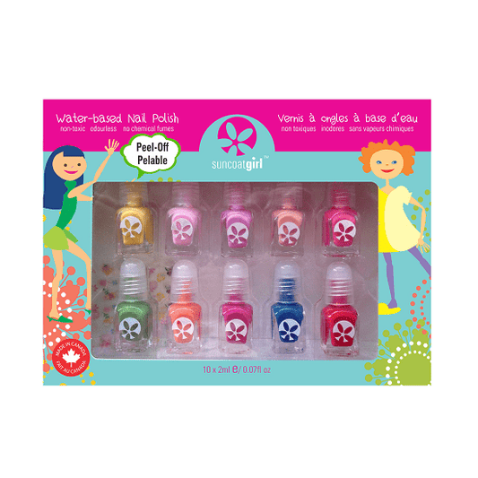 Suncoat Girl Water-Based Peel-Off Nail Polish Kit Party Palette 10 x 2 ml