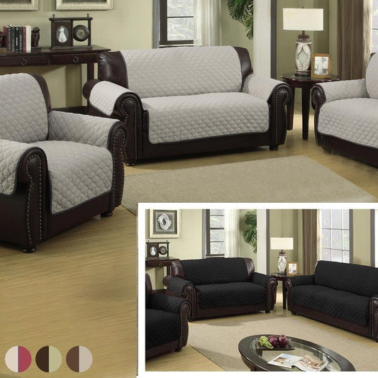 Waterproof Quilted Reversible Furniture Slipcover for Chair, Loveseat, Or Sofa - Assorted Colors Home Essentials Chair Black/Silver - DailySale
